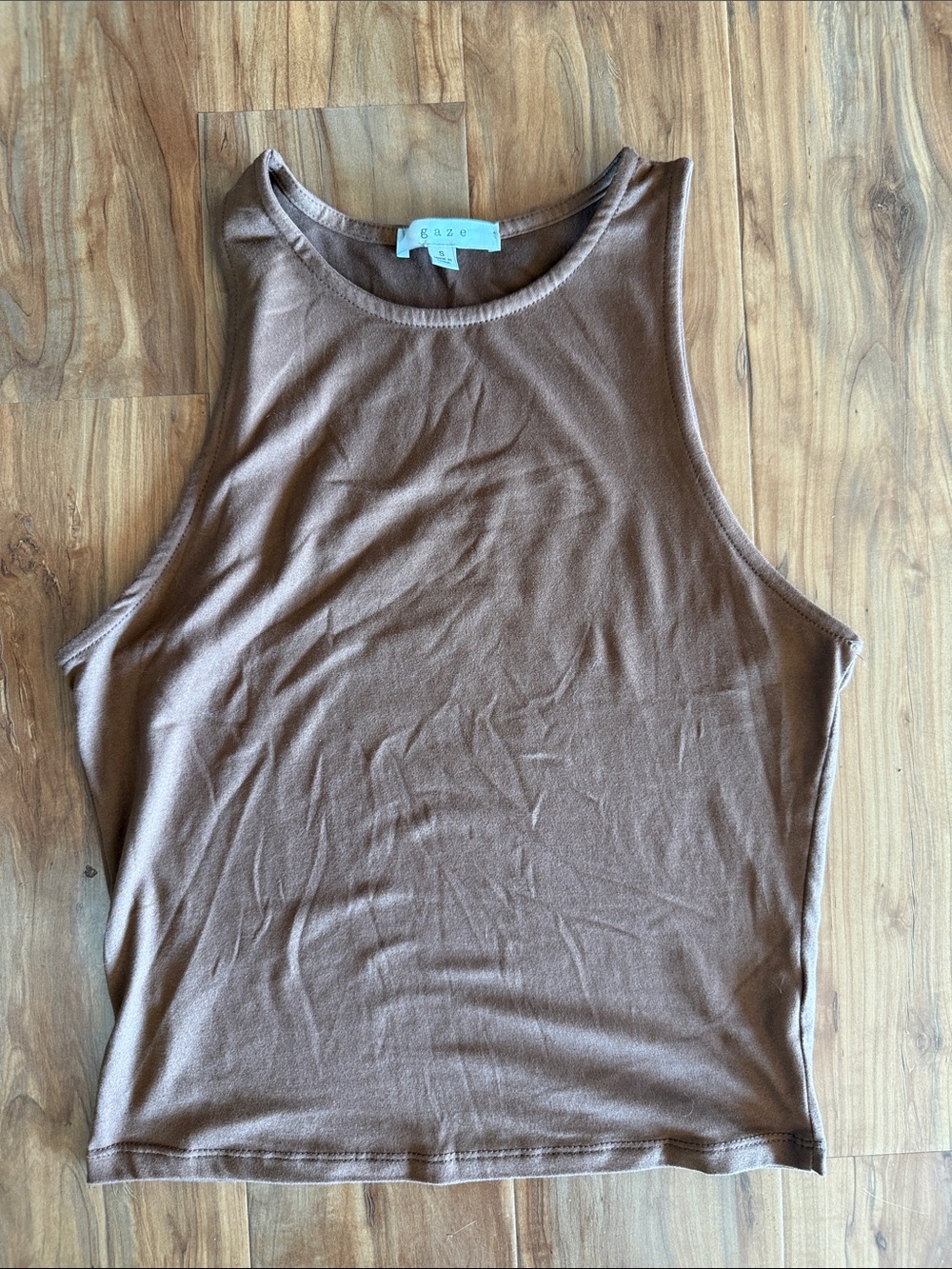 gaze Brown Ribbed Tank Top